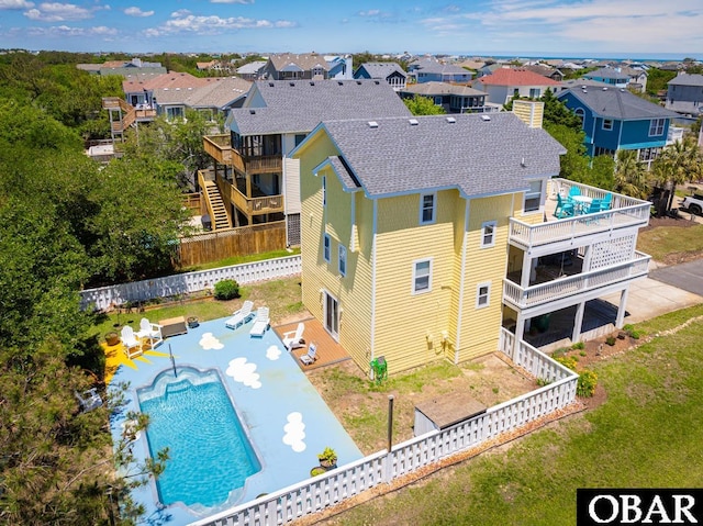 aerial view with a residential view