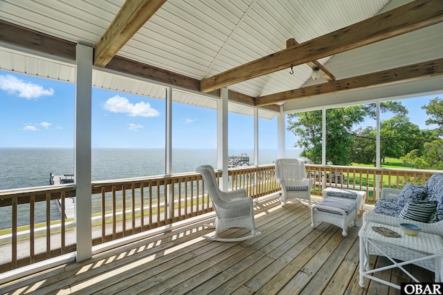 184 Tabernacle Ln, Aydlett, NC 27916 - wooden deck with a water view