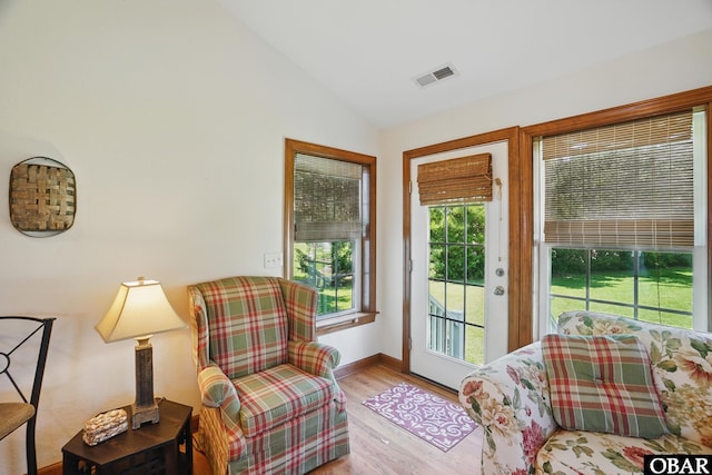 184 Tabernacle Ln, Aydlett, NC 27916 - sitting room featuring vaulted ceiling and wood finished floors