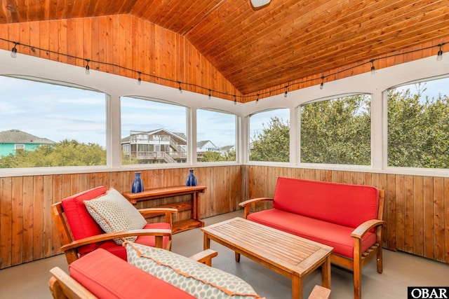 630 Skimmer Ct Lot 20, Corolla, NC 27927 - sunroom / solarium featuring wood walls, plenty of natural light, wood ceiling, and high vaulted ceiling