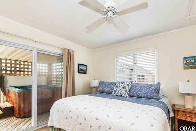 630 Skimmer Ct Lot 20, Corolla, NC 27927 - bedroom featuring ornamental molding, ceiling fan, access to outside, and wood finished floors
