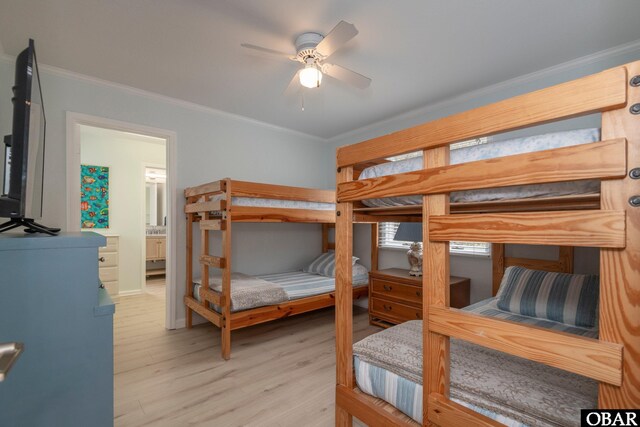 630 Skimmer Ct Lot 20, Corolla, NC 27927 - bedroom featuring ornamental molding, light wood finished floors, and ceiling fan