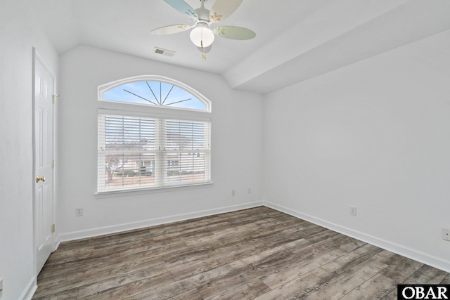 121 Bayside Dr Lot # 71, Moyock, NC 27958 - empty room featuring lofted ceiling, plenty of natural light, wood finished floors, and ceiling fan