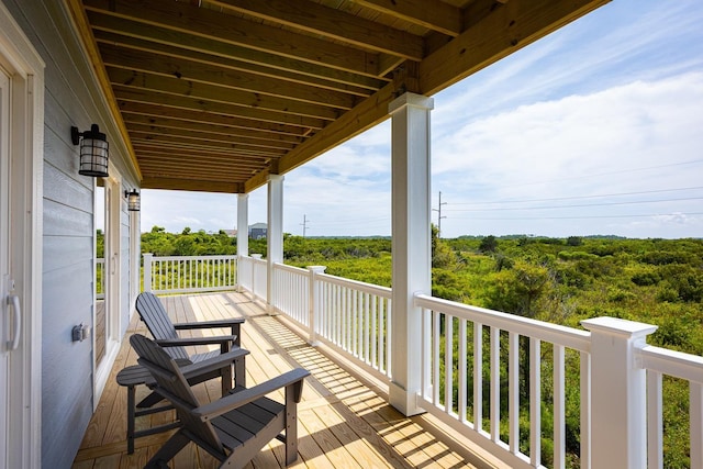 balcony with a wooded view