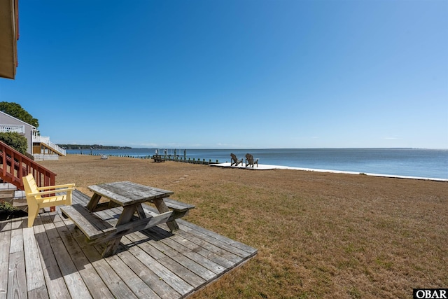 view of water feature with a view of the beach