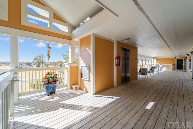 wooden terrace with elevator