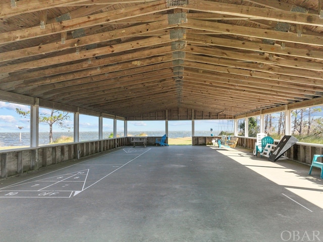 view of vehicle parking featuring a water view