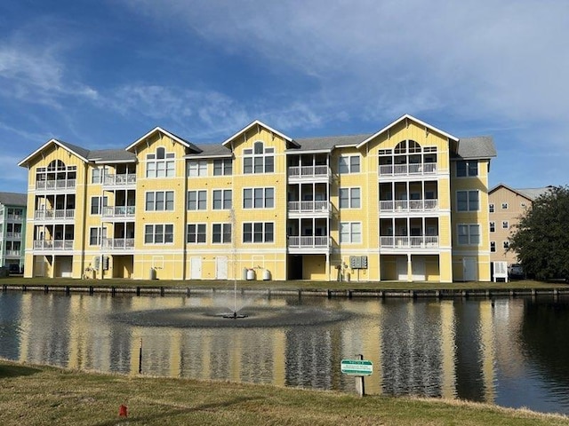 exterior space featuring a water view