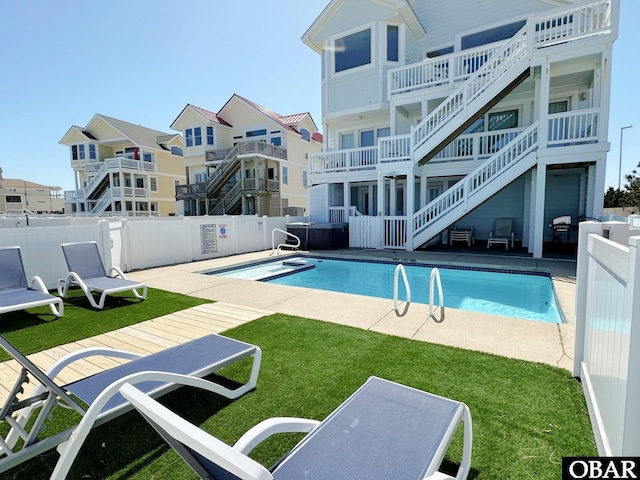 7239 S Old Oregon Inlet Rd Lot 1, Nags Head, NC 27959 - view of pool with stairs, an in-ground hot tub, a patio, and a residential view