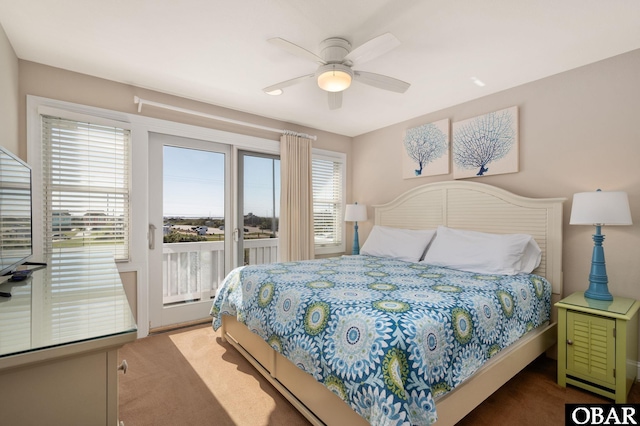 7239 S Old Oregon Inlet Rd Lot 1, Nags Head, NC 27959 - carpeted bedroom with access to outside and ceiling fan