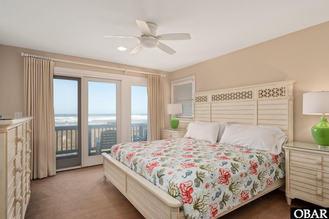 7239 S Old Oregon Inlet Rd Lot 1, Nags Head, NC 27959 - carpeted bedroom featuring access to outside and a ceiling fan