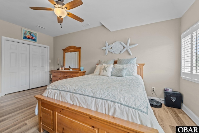 126 W Waterside Ln Lot 25, Nags Head, NC 27959 - bedroom featuring wood finished floors, baseboards, a closet, and ceiling fan