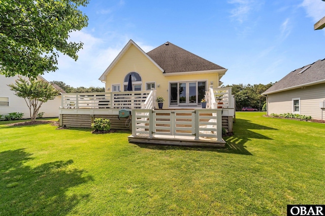 126 W Waterside Ln Lot 25, Nags Head, NC 27959 - back of house featuring a deck, a yard, and a shingled roof