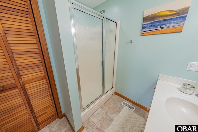 50084 Freebooter Ct Lot 177, Frisco, NC 27936 - full bath with a shower stall, a closet, and vanity