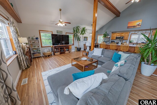 50084 Freebooter Ct Lot 177, Frisco, NC 27936 - living room with a ceiling fan and light wood-type flooring