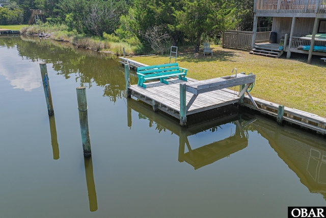 50084 Freebooter Ct Lot 177, Frisco, NC 27936 - dock area featuring a yard and a deck with water view