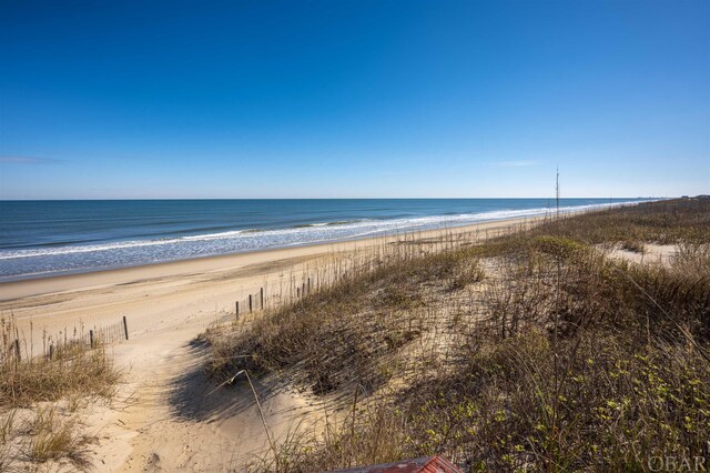 property view of water featuring a view of the beach