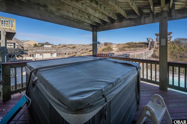 4939 S Virginia Dare Trl Lot 4, Nags Head, NC 27959 - wooden terrace featuring a hot tub