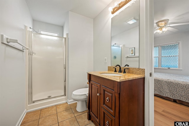 4939 S Virginia Dare Trl Lot 4, Nags Head, NC 27959 - full bath featuring toilet, ceiling fan, a shower stall, vanity, and ensuite bathroom