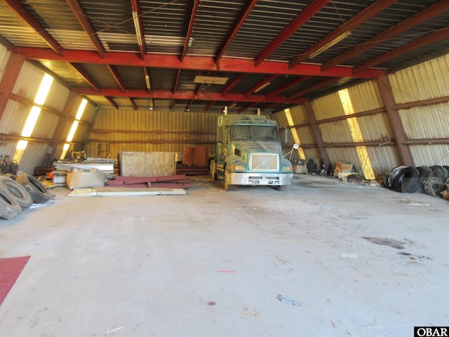 garage featuring metal wall