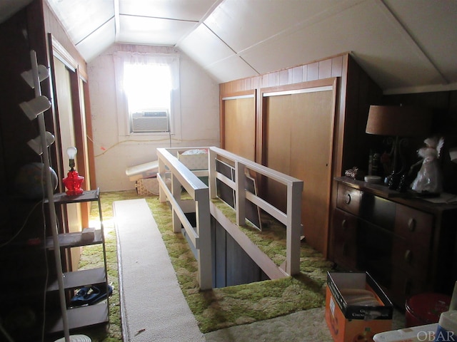 additional living space with vaulted ceiling and cooling unit