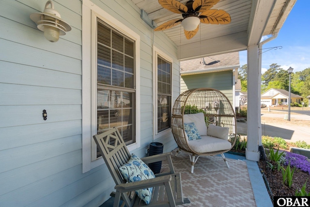 37 Foxwood Cir Lot # 33, Southern Shores, NC 27949 - view of patio / terrace featuring covered porch and a ceiling fan