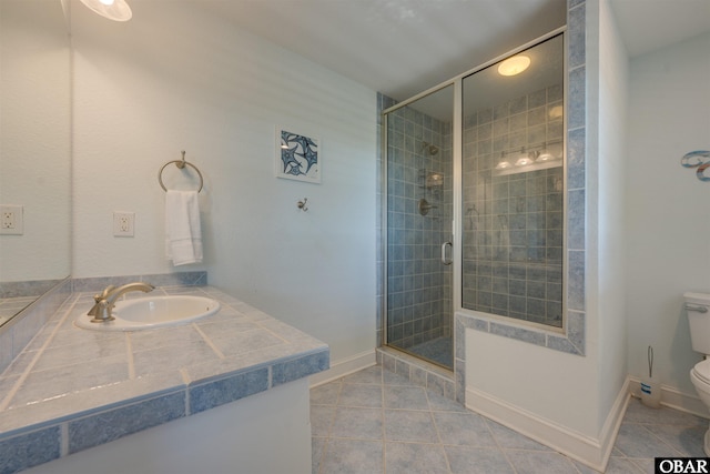 1278 Bear Foot Path Lot 250, Corolla, NC 27927 - full bathroom with toilet, tile patterned flooring, tiled shower, vanity, and baseboards