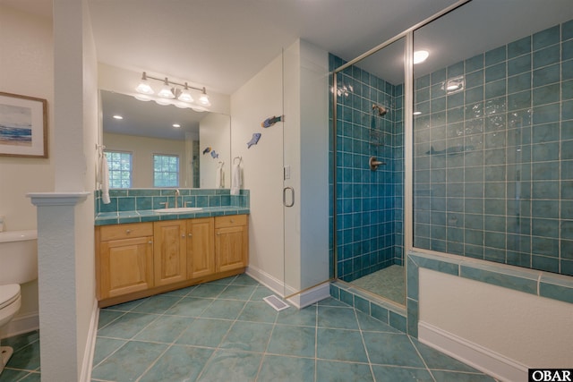 1278 Bear Foot Path Lot 250, Corolla, NC 27927 - full bath with toilet, a stall shower, tile patterned flooring, vanity, and baseboards