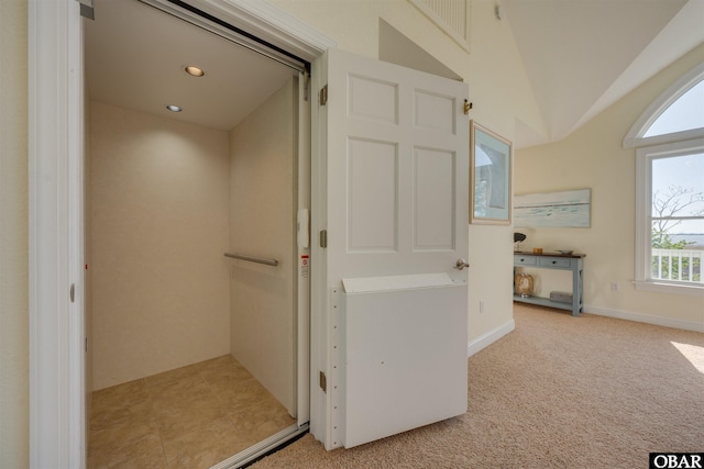 1278 Bear Foot Path Lot 250, Corolla, NC 27927 - hall featuring elevator, light carpet, and recessed lighting