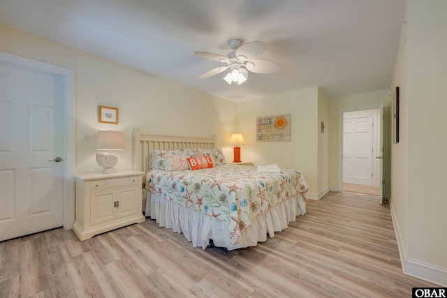 1278 Bear Foot Path Lot 250, Corolla, NC 27927 - bedroom with light wood-style flooring, baseboards, and a ceiling fan