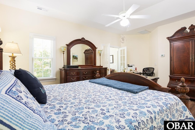 830 Hunt Club Dr Lot 387R, Corolla, NC 27927 - bedroom with ceiling fan, visible vents, and wood finished floors