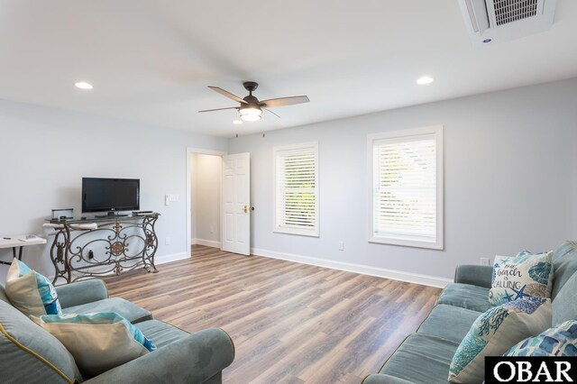 830 Hunt Club Dr Lot 387R, Corolla, NC 27927 - living room featuring visible vents, recessed lighting, baseboards, and wood finished floors