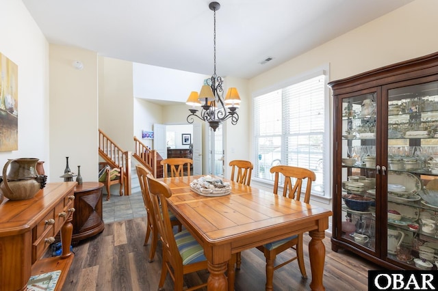 830 Hunt Club Dr Lot 387R, Corolla, NC 27927 - dining area featuring visible vents, wood finished floors, and a chandelier