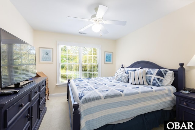 830 Hunt Club Dr Lot 387R, Corolla, NC 27927 - bedroom with carpet flooring, baseboards, visible vents, and ceiling fan