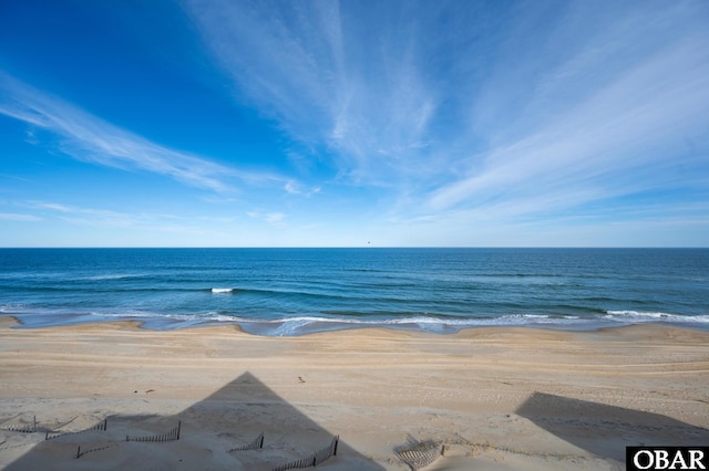 property view of water featuring a view of the beach