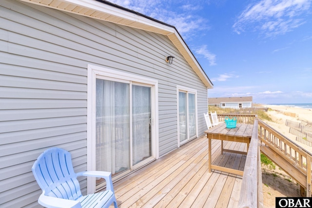 wooden deck featuring stairway