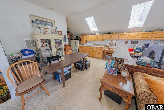 118 Neversail Way Lot 17, Coinjock, NC 27923 - office space with a skylight, light carpet, and lofted ceiling