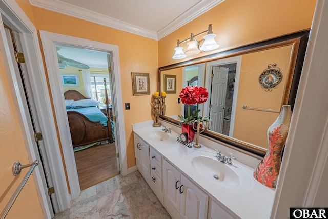 118 Neversail Way Lot 17, Coinjock, NC 27923 - ensuite bathroom featuring ornamental molding, marble finish floors, and double vanity