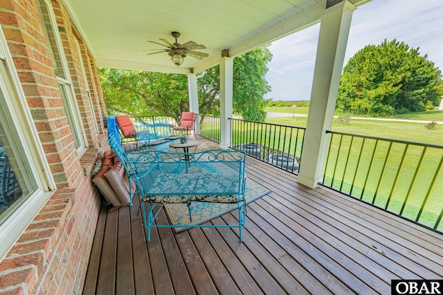 118 Neversail Way Lot 17, Coinjock, NC 27923 - wooden porch featuring a yard and ceiling fan