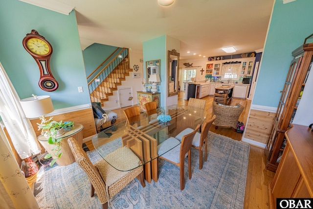 118 Neversail Way Lot 17, Coinjock, NC 27923 - dining space with light wood-style floors and stairway