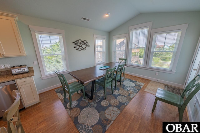 26223A Bluebeard Rd Lot 88, Salvo, NC 27972 - dining space featuring light wood finished floors, baseboards, and lofted ceiling
