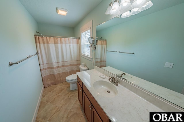 26223A Bluebeard Rd Lot 88, Salvo, NC 27972 - full bathroom with vanity, toilet, baseboards, and a shower with curtain