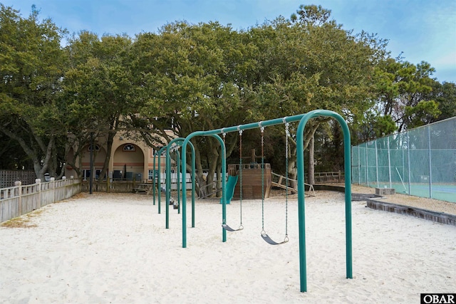 community play area featuring fence