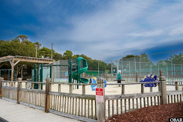 communal playground with fence