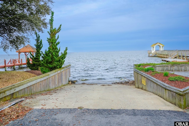 water view featuring a gazebo