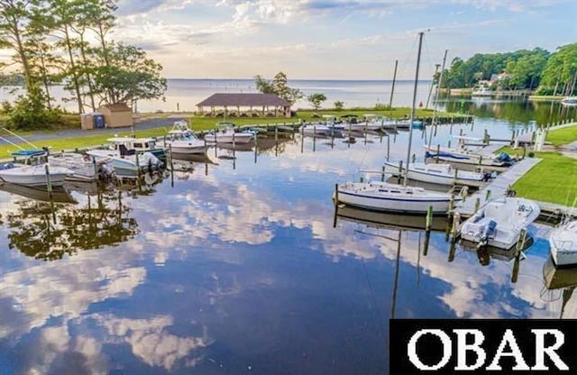 view of dock featuring a water view