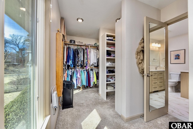 spacious closet with carpet floors