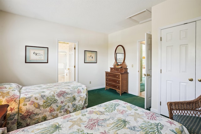 125 Foresail Ct Lot 37, Duck, NC 27949 - carpeted bedroom with attic access, baseboards, a closet, and ensuite bath