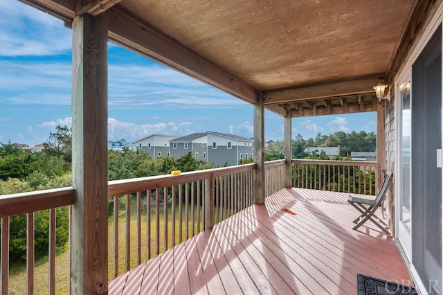 deck with a residential view