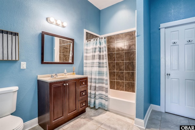 756 Lakeview Ct Lot 47, Corolla, NC 27927 - bathroom with toilet, vanity, tile patterned flooring, shower / bathtub combination with curtain, and baseboards